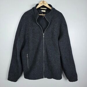 Ibex Men's Boiled Wool Melton Full Zip Jacket Charcoal Heather Gray Made in USA